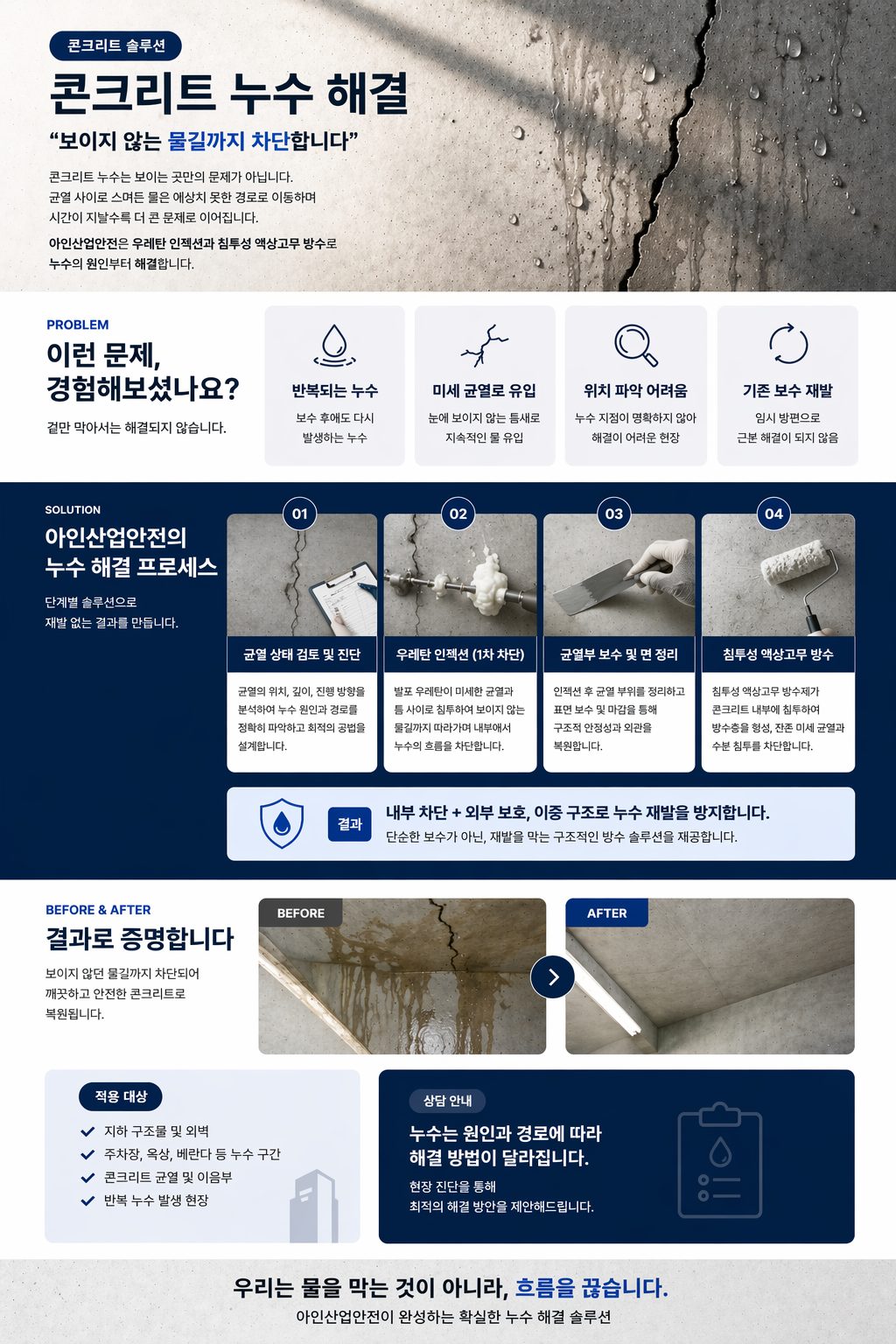 누수 인젝션 — 물이 새는 자리와 들어온 자리는 다릅니다 대표 이미지